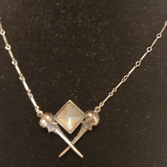 The afterlife tomb hummingbird skulls and labradorite necklace bloodmilk - Picture 2 of 4